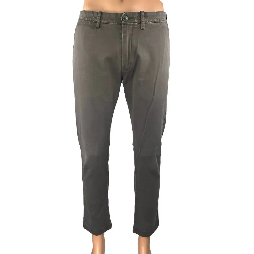 J.Crew Men's Gray Stretch Tapered Mid Rise Chino Khaki Trousers Pants Size 30